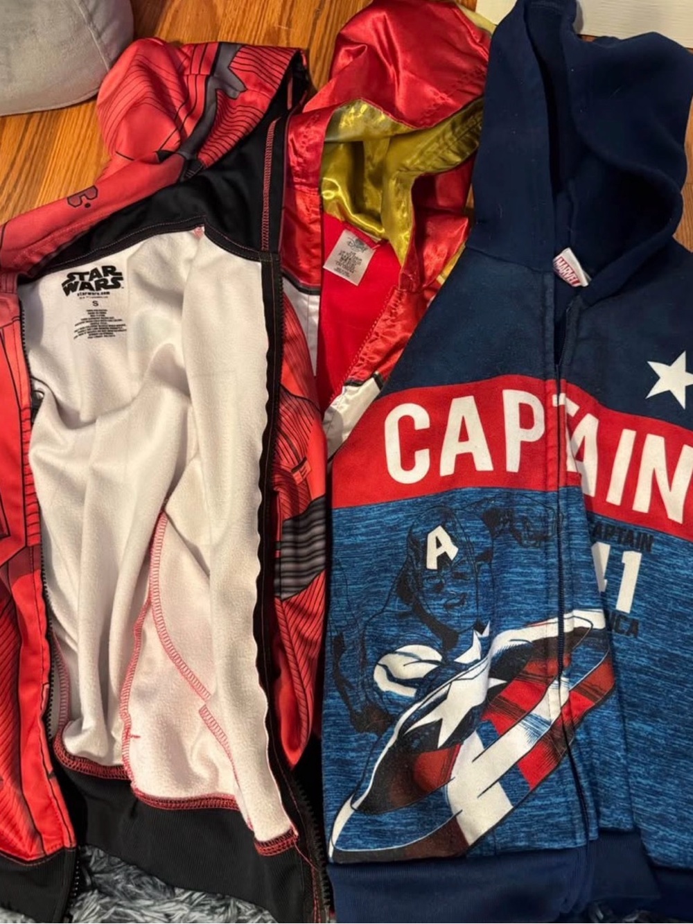 Disney Captain America Blue & Red Kids Hooded Puffer Jacket